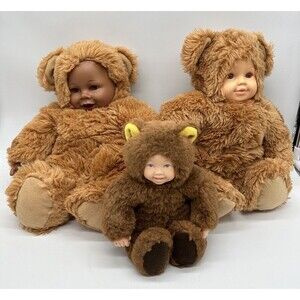 3 Vintage Anne Geddes Baby Teddy Bear 14" and 6.5"
